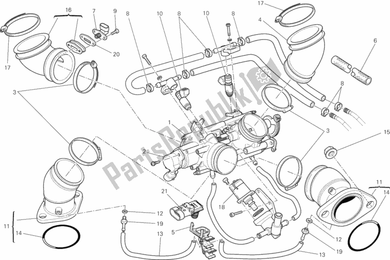 Alle onderdelen voor de Gasklephuis van de Ducati Monster 1100 Diesel USA 2013